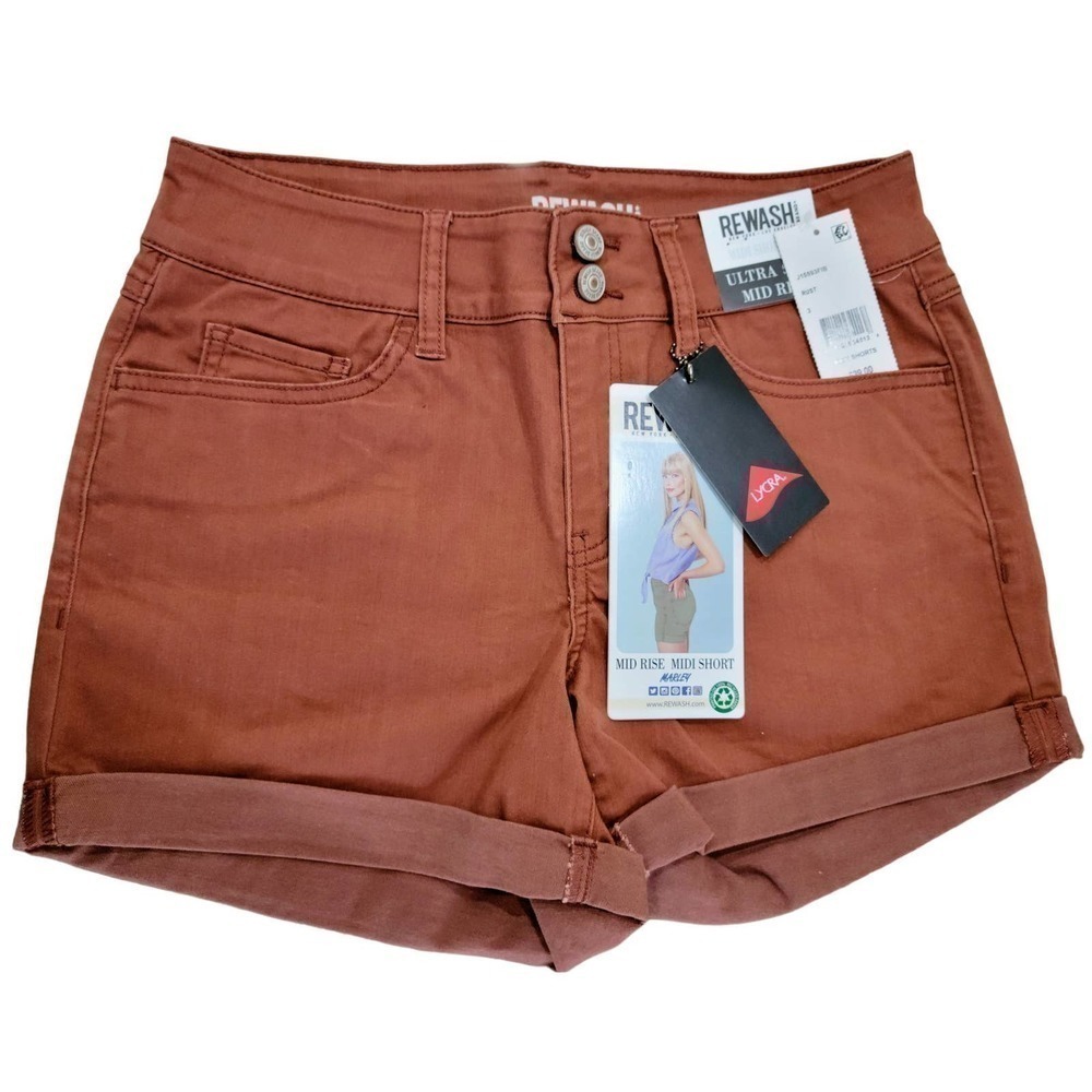 Rewash Rust Mom Shorts Mid Rise Cuffed Denim NWT - Picture 2 of 12